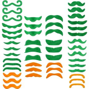 4E's Novelty 48 Pack St. Patrick's Day Mustache Green & Orange Mustaches Bulk Fake Beard Self Adhesive St Patrick Accessory Party Favor Supply