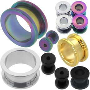 (1 Pair) Ear Plugs Surgical Steel Flesh Tunnels Screw Double Flare Expander Stretcher fit Earrings 1.2mm to 30mm