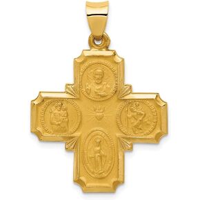 Sonia Jewels 14k Yellow Gold Four-Way Medal Pendant Charm - 34mm x 25mm