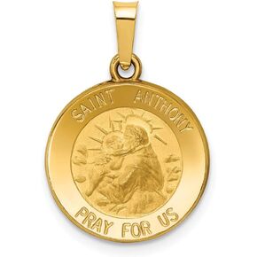 Sonia Jewels 14k Yellow Gold Catholic Patron Saint Anthony Medal Brushed Matte Finish Pendant Charm - 17mm x 15mm