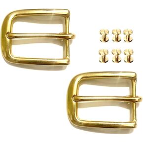 2 Pcs Solid Brass Single Prong Square Belt Buckle, Solid Brass Belt Buckle for Men Women, 6 Pcs Screw Belt Brass Solid, DIY Leather Craft (35mm/1.4in) in Saudi Arabia