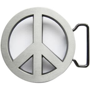 Antique Silver Peace Symbol Love Sign Belt Buckle for Men
