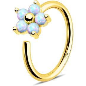 Jewseen 14K Gold Nose Rings Hoop Flower Nose Rings Gold Cartilage Hoop Earring Rook Piercing Jewelry for Women Men
