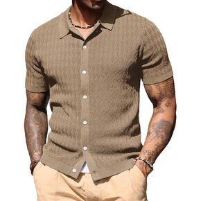 PJ PAUL JONES Mens Polo Shirt Knit Textured Short Sleeve Golf Shirt Button Down Knitwear