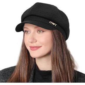 قبعات موزع الصحف النسائية كابي غاتسبي قبعة بيريه قبعات بيجوي للنساء أزياء السيدات قبعة موزع الصحف باللون الأسود in Kuwait