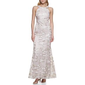 Eliza J Women's Sleeveless Halter Neck 3D Flower Gown Dress