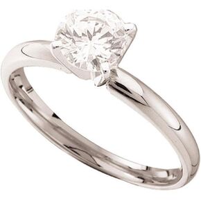 Jewels By Lux 14K White Gold Womens Round Diamond Solitaire Bridal Wedding Engagement Ring 1/2 Cttw In 4 Prong Setting with natural round shape white diamond