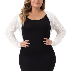 Agnes Orinda Plus Size Bolero Shrugs for Women Elegant Open Front Sheer 2024 Summer Crop Lace Floral Cardigans