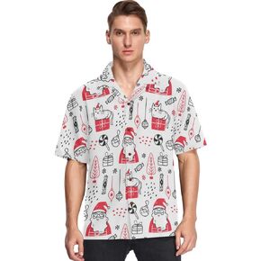 visesunny Stylish Men's Seasonal Hawaiian Print Button Down Short Sleeve Shirt S-XXL