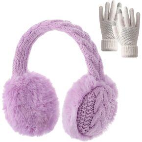 BUTITNOW الشتاء غطاء للأذنين والقفازات مجموعة للنساء الفتيات لطيف طوي الأذن تدفئة محبوك غامض الأذن يغطي عقال in Kuwait