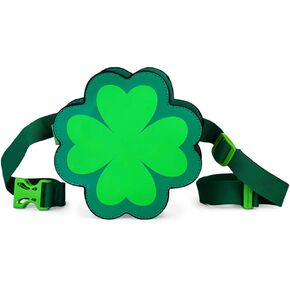 Tipsy Elves St Patrick’s Day Metallic Clover Fanny Pack - Fun and Cute Black Waist Pack - Adjustable Waist Strap Belt Bag w/Multiple Zipper Pockets