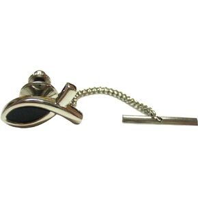 Black and Silver Toned Religious Jesus Ichthys Fish Tie Tack