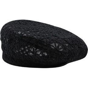 Women Lace Lightweight Beret Floral Hollow Out Hat Breathable French Beret Beanie Hat Cap for Spring Summer