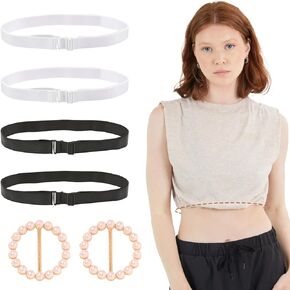 ZOCONE Crop Tuck Adjustable Band with T-Shirt Clips, Crop Band for Tucking Shirt, Belly Leaking Crop Tuck Band, Crop Tuck Tool Elastic Belts Shirt Tuck Band for Change You Style Your Tops (6 PCS)