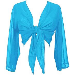 Indian Trendy Women's Flair Wrap Tie Top Chiffon Choli Blouse Belly Dance Gypsy Bolero Shrugs Cardigan