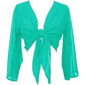 Indian Trendy Women's Flair Wrap Tie Top Chiffon Choli Blouse Belly Dance Gypsy Bolero Shrugs Cardigan in Kuwait