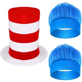 Red White Striped Cat Costume Headband and Top Hat for World Book Day Dress Up