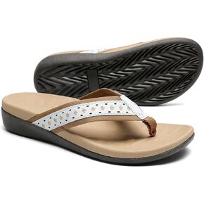 MEGNYA Womens Orthopedic Sandals with Arch Support, Summer Plantar Fasciitis Flip Flops for Flat Feet, Comfortable Cushioned Foam Slippers for Outdoor Beach