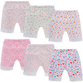 Anktry 2-12 Years Girl's Solid Color Lace Trim Boyshort Underwear Safety Dress Panties 6-Pack