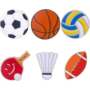 12PC Sport Pin Badge Basketball Football Soccer Pingpong Volleyball Badminton Logo Lapel Brooches Scarf Backpack