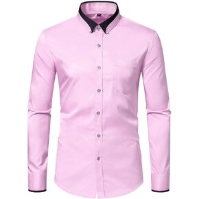 Arjen Kroos Men's Slim Dress Shirts Long Sleeve Stretch Casual Business Button Down Shirt