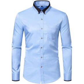 Arjen Kroos Men's Slim Dress Shirts Long Sleeve Stretch Casual Business Button Down Shirt