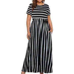 Halife Plus Size Dresses for Curvy Women Summer Casual Beach Long Maxi Dress with Pockets