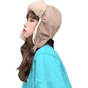 Plush Trapper Hat Warm Faux Fur Russian Ushanka Hat Windproof Trooper Hat with Earflap for Hunting Outdoors
