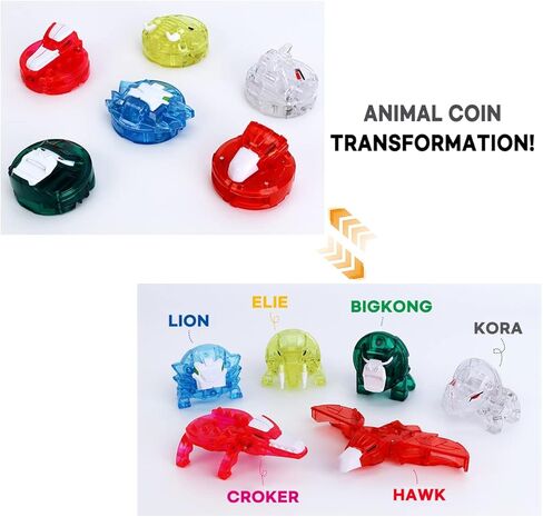 مجموعة ساعة Miniforce Animaltron ومجموعة عملات معدنية على شكل حيوان، عملة حيوانية قابلة للتحويل، وضعين للصوت والأضواء، هدايا للأولاد والبنات والأطفال وساعة حيوانات للأطفال in Kuwait