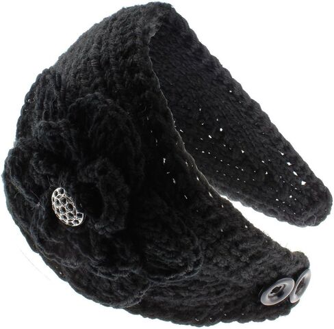 Knit Winter Headband Ear Warmer with Sparkles (Rhinestone Black) in Saudi Arabia