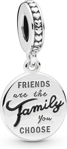مجموعة Pandora Friends are Family - أصدقاء العائلة الاسترليني هم سحر متدلي وسوار على شكل ثعبان على شكل قلب - مجموعة مجوهرات مع صندوق هدايا، مقاس 19 in Saudi Arabia