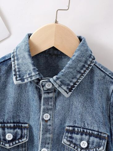 Floerns Boys Short Sleeve Button Down Denim Shirt Tops Without Tee in Saudi Arabia