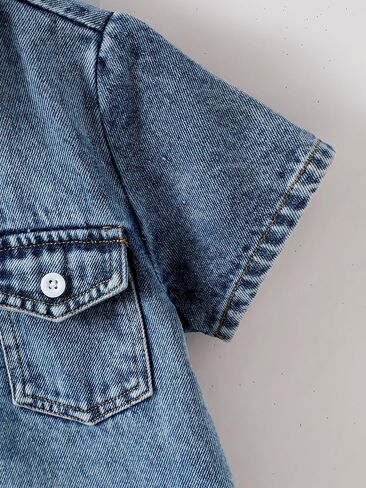 Floerns Boys Short Sleeve Button Down Denim Shirt Tops Without Tee in Saudi Arabia