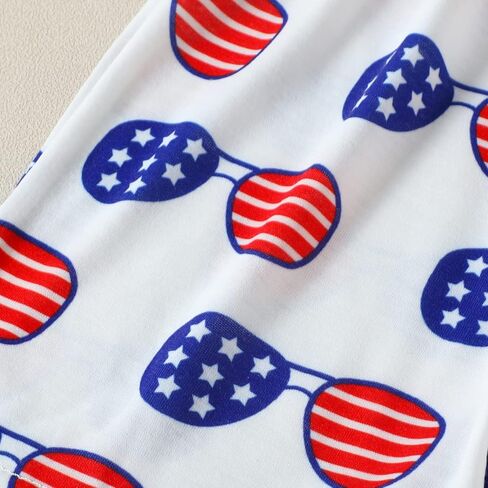 مجموعة ملابس صيفية بأكمام قصيرة للأطفال الصغار والأولاد والبنات تي شيرت قصير بعلم أمريكي in Kuwait