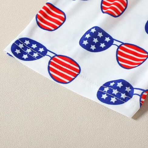 مجموعة ملابس صيفية بأكمام قصيرة للأطفال الصغار والأولاد والبنات تي شيرت قصير بعلم أمريكي in Kuwait