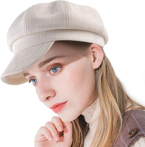 قبعة موزع الصحف للنساء قبعة دافئة من جلد الغزال كابي للفتيات قبعة قبعة ورقية لفصلي الخريف والشتاء in Kuwait