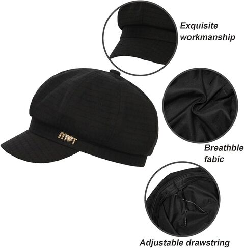 قبعات موزع الصحف النسائية كابي غاتسبي قبعة بيريه قبعات بيجوي للنساء أزياء السيدات قبعة موزع الصحف باللون الأسود in Kuwait