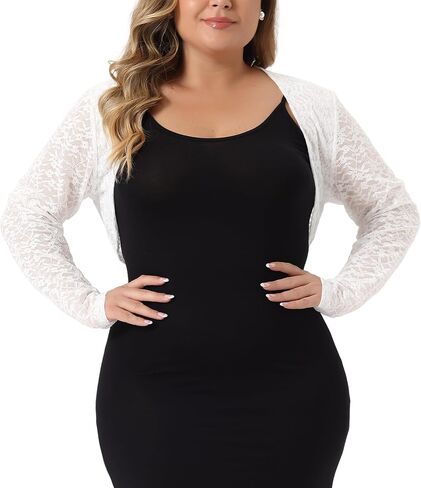 Agnes Orinda Plus Size Bolero Shrugs for Women Elegant Open Front Sheer 2024 Summer Crop Lace Floral Cardigans in Saudi Arabia