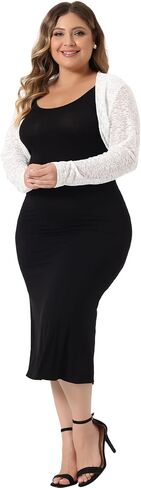 Agnes Orinda Plus Size Bolero Shrugs for Women Elegant Open Front Sheer 2024 Summer Crop Lace Floral Cardigans in Saudi Arabia