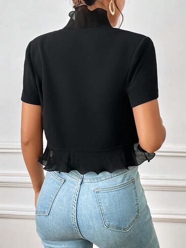 GORGLITTER Women's Ruffle Mesh Bolero Shrug Open Front Short Sleeve Dress Cardigan in Saudi Arabia