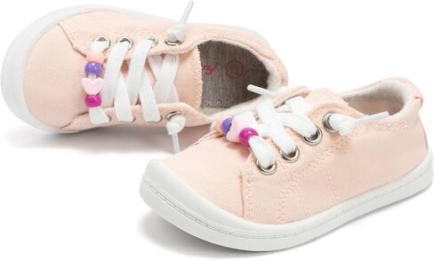 FUNKYMONEY Girls Canvas Sneakers Lace up Lightweight Casual School Shoes for Toddler/Little Kids in Kuwait