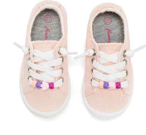 FUNKYMONEY Girls Canvas Sneakers Lace up Lightweight Casual School Shoes for Toddler/Little Kids in Kuwait