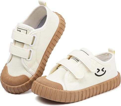 Boy's Girl's Toddlers Canvas Shoes Slip-On Lightweight Kids Sneakers Hook and Loops Casual Skin-Friendly Walking Running Shoes with Multicolor Sole (Toddler/Little Kids) in Saudi Arabia