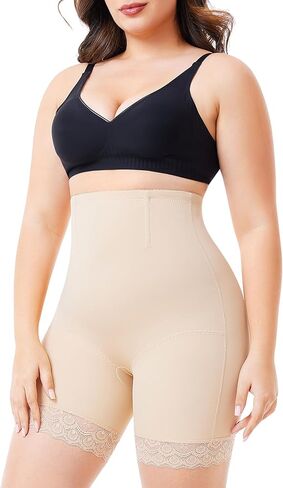 Nebility Plus Size Shapewear Tummy Control Underwear Butt Lifting Panties Hi-Waist Trainer Body Shaper Short Thigh Slimmer in Kuwait