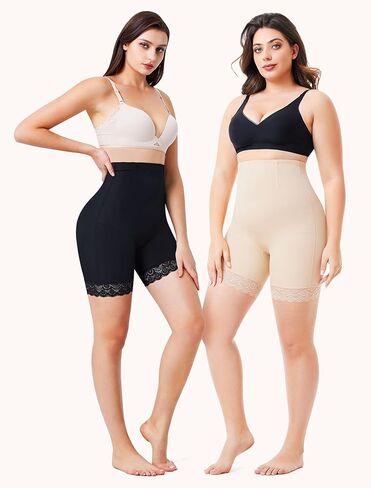 Nebility Plus Size Shapewear Tummy Control Underwear Butt Lifting Panties Hi-Waist Trainer Body Shaper Short Thigh Slimmer in Kuwait