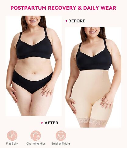 Nebility Plus Size Shapewear Tummy Control Underwear Butt Lifting Panties Hi-Waist Trainer Body Shaper Short Thigh Slimmer in Kuwait