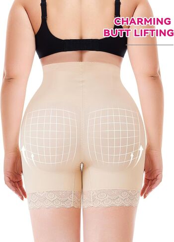 Nebility Plus Size Shapewear Tummy Control Underwear Butt Lifting Panties Hi-Waist Trainer Body Shaper Short Thigh Slimmer in Kuwait
