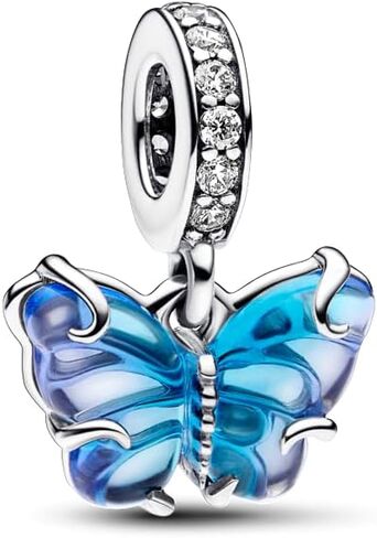 Pandora Butterfly sterling silver dangle with blue murano glass, With Gift Box in Saudi Arabia
