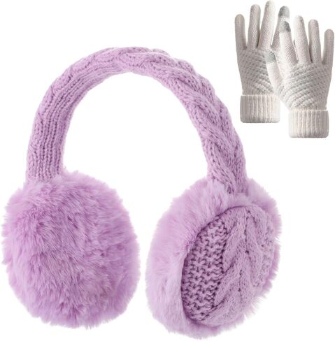 BUTITNOW الشتاء غطاء للأذنين والقفازات مجموعة للنساء الفتيات لطيف طوي الأذن تدفئة محبوك غامض الأذن يغطي عقال in Kuwait