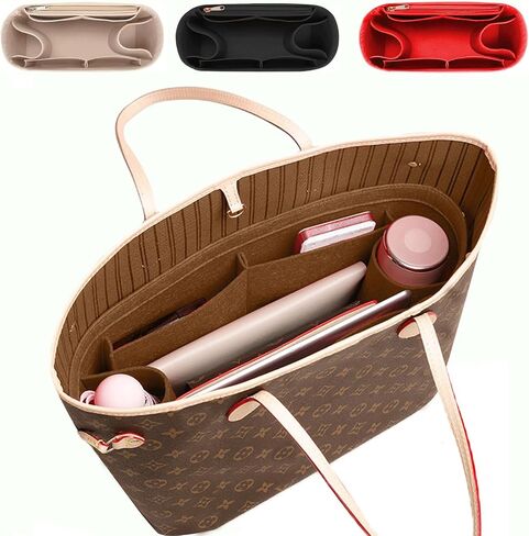 Lckaey Felt Organizer For Purse & Tote Bag Shaper Organizer Insert Fit N everfu.l Speed y Handbag Y062coffee-M in Saudi Arabia